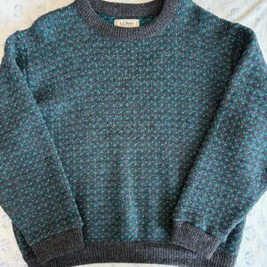 Vintage LL Bean Norway Heavy Wool Blend Birds Eye Fisherman Sweater Womens Large